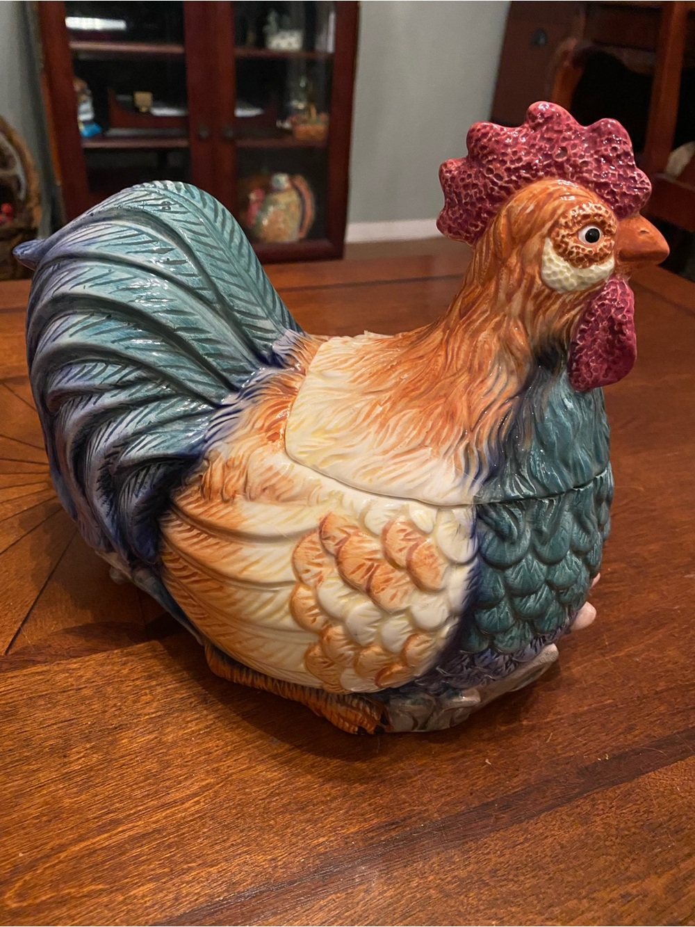 Cracker Barrel  Multicolor Rooster Ceramic Cookie Jar 1996
